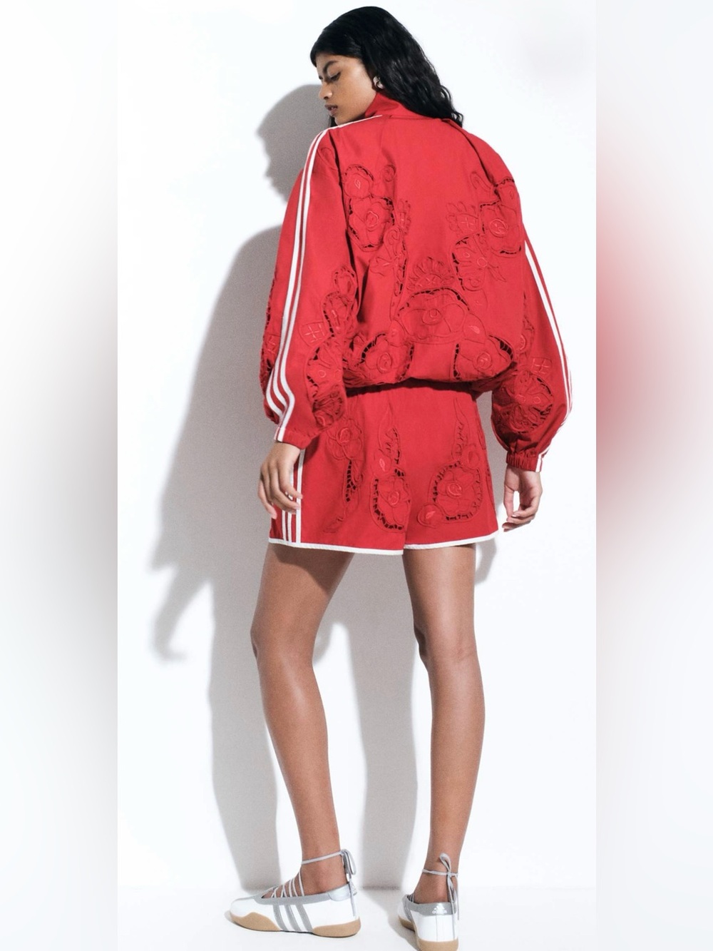 NWT adidas Originals x ASOS cutwork sprinter shorts in red - Picture 4 of 10